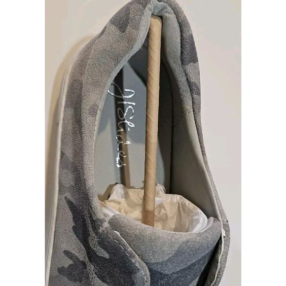 J/Slides NEW Womens 8.5M Alara1 Suede Leather Camo Grey Slip-On Sneakers - Picture 6 of 11